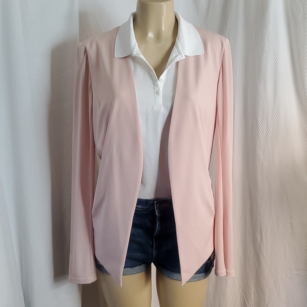 BCBGeneration Drape Front Blazer Jacket Rose Smoke Pink Size L